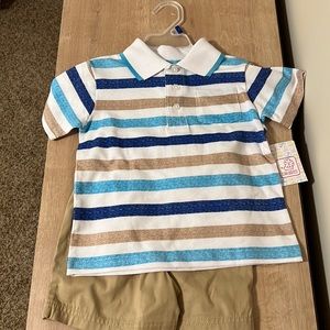 New with tags to T boys polo with khaki shorts set